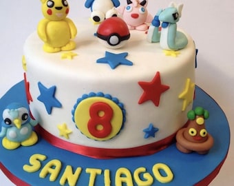 Edible Pokemon cake toppers sets ( everything in the picture ) handmade fondant sugar paste