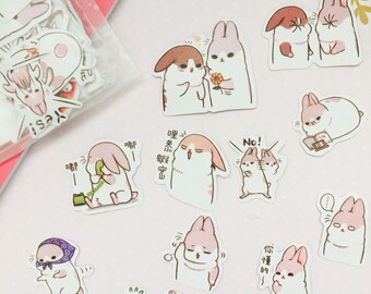 One pack of kawaii chubby rabbit stickers/ chubby bunny stickers