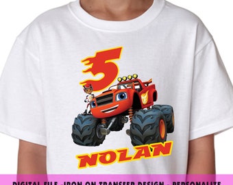 Blaze Iron On Transfer , Blaze Birthday Shirt DIY , Boy DIY Birthday Shirt , Blaze , Digital File , Iron On Transfer , Personalize Name