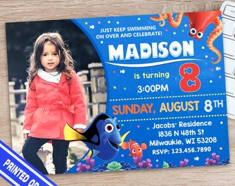 Finding Dory Invitation - Finding Dory Birthday - Finding Dory Birthday Shirt - Fiding Dory Birthday Outfit - Fnding Dory Printable
