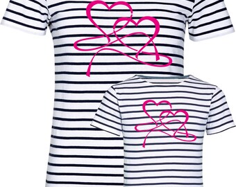 T-Shirts "Stripe love" for mother and daughter, set price!