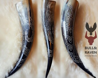 The Midgard Serpent Carved Drinking Horn