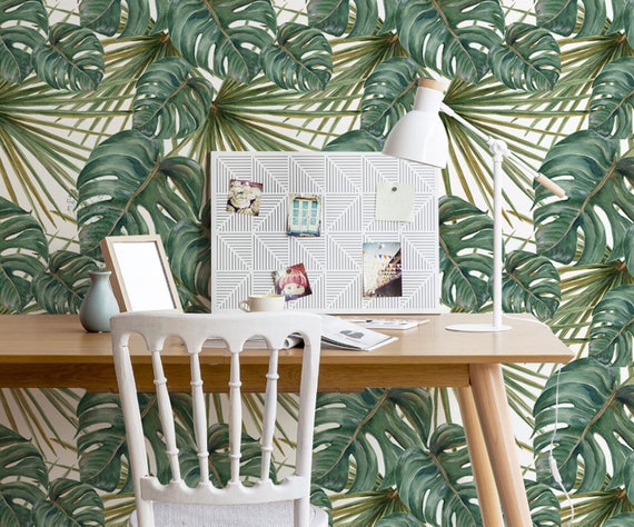 Monstera Leaf Wallpaper Removable Wallpaper Monstera