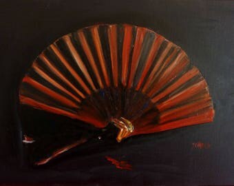 peinture a l'huile l'éventail espagnole ( flamenco )