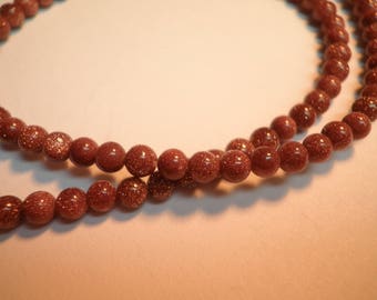 20 glittery Brown Sunstone beads Gold 4 mm