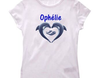 T-shirt dolphins girl personalized with name