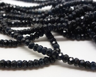 25 black rondelle faceted 2 * 4mm (USPJ02) dyed jade beads