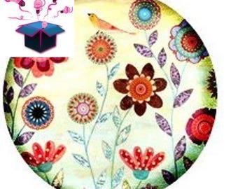 1 glass domed flowers 14 mm cabochon