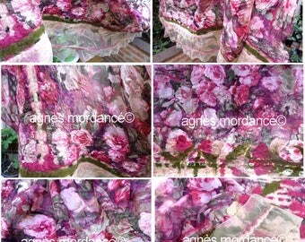 Big silk shawl "come with me" - 140X60cm - sheer chiffon high fashion felted - unique