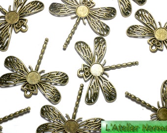 Support cabochon Dragonfly Bronze for ø8mm cabochon