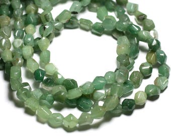 10pc - stone beads - green Aventurine faceted Nuggets 7-10mm - 4558550084682