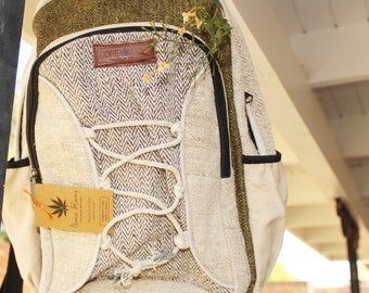 Hemp backpack/ Unisex Backpack/ Back to school backpack/ book bag/ laptop bag/ School Supplies/ Laptop case/Natural Hand Wooven Hemp Fabric