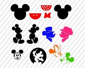 mickey mouse svg file, mickey and minnie silhouettes digital file, mickey clip art, cricut file, silhouette files, disney svg