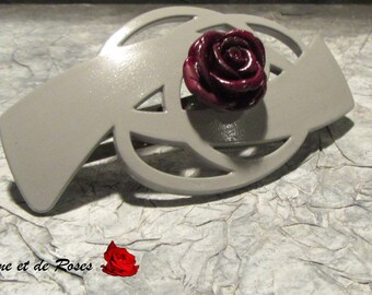 Grey with a plum rose Barrette