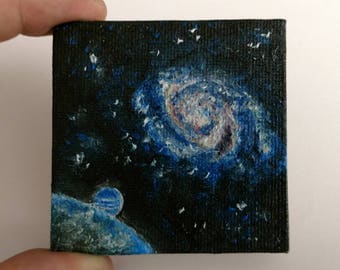 Milky Way galaxy original hand painted oil painting portrait outer space