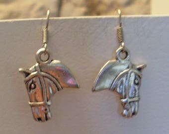 Silver horse head earrings