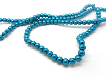 Set of 30 6mm teal glass beads