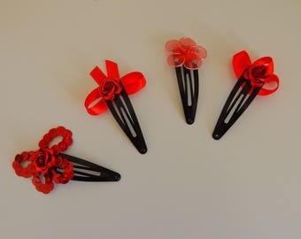 Set of 4 Bobby pins hair clip flower and satin