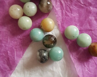 5 Amazonite beads natural 10 mm