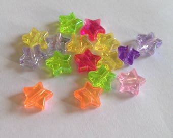 Set of 50 assorted colorful star beads