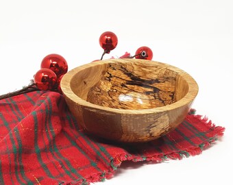 Handmade Wood Oak Bowl Winter Art Home Decor.