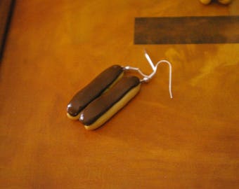 Lightning chocolate or coffee in polymer clay earrings
