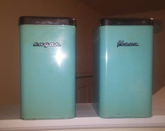 Kenmore Mid Century flour and sugar canisters