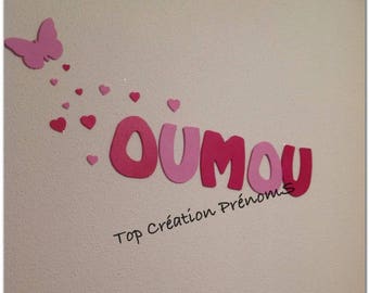 Name personalized - 15 cm tall no glitter painted wood letter