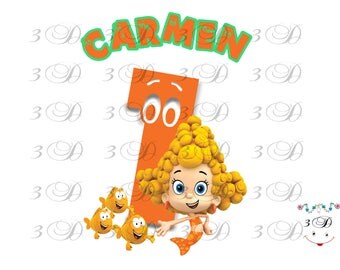 Bubble Guppies Birthday Shirt Iron On Transfer. Bubble Guppies Iron On Transfer Design. DIY Birthday Shirt Transfer. Digital File Only