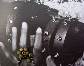 Bottle green unakite cluster ring