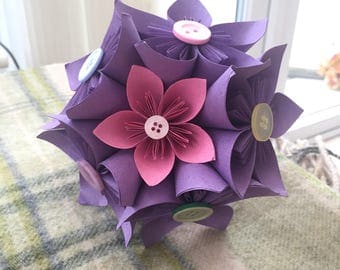 Paper Flower Bouquet, Pink and Purple