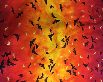 Halloween fabric, halloween fabric by the yard, fabric by the yard, halloween cotton fabric, cotton fabric, bat fabric, halloween bat fabric