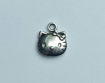 charm hello Kitty * 11 mm x 13 mm * silver plated