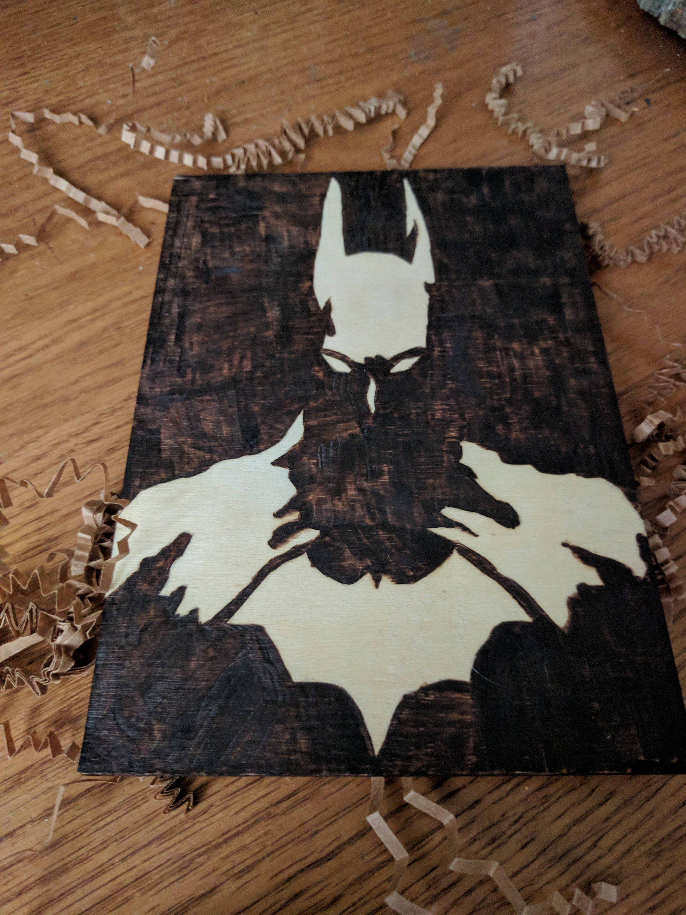 Batman DC Superhero Wood Burning Pyrography Art