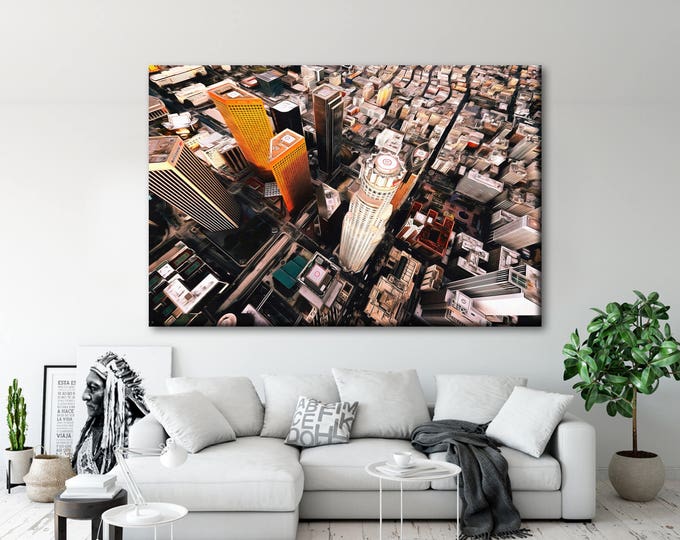 Downtown LA canvas, Los Angeles painting, United States print, Large art print, Interior decor, Wall decor, Gift for her, Wall decor, Gift