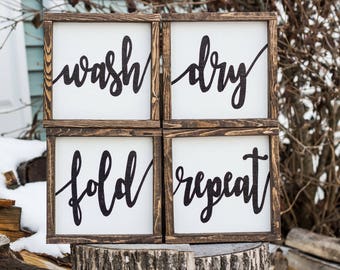Wash Dry Fold Repeat Wood Signs Farmhouse Laundry Room Art Rustic Decor Wash Dry Fold Repeat Wood Signs Farmhouse Laundry Room Art Rustic Decor