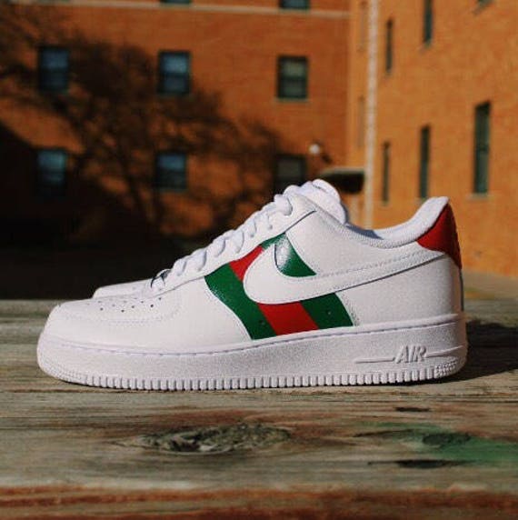 Nike Air Force 1 Gucci Custom Design Haind-painted Gucci Red