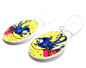 Rockabilly Earrings, Swallow Earrings, Tattoo Jewelry, Dangle Earrings, Handmade Jewelry, Gift for Her, Handmade Earrings, Swallow Bird