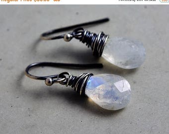 Moonstone Earrings, Drop Earrings, Rainbow Moonstone Gemstones,