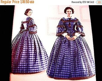 on SALE 25% Off Historical Womens Civil War Dress Pattern Gone With The Wind Dress Costume Sewing Pattern Misses size 8 10 12 14 UNCUT