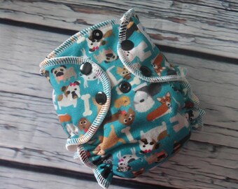 Newborn Fitted Cloth Diaper in Dogs