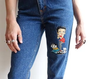 Vintage 80's Betty Boop High Waisted Denim/ Novelty Jeans/ Size 28