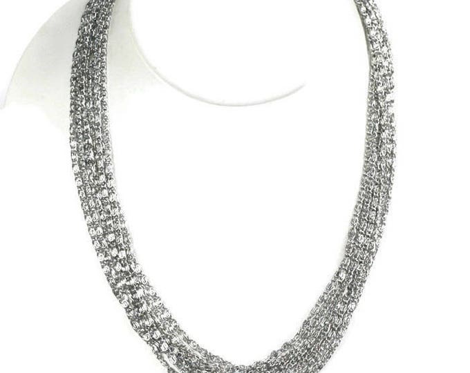 Silver Tone Multi Chain Necklace Sarah Coventry Vintage Snail Style Chain