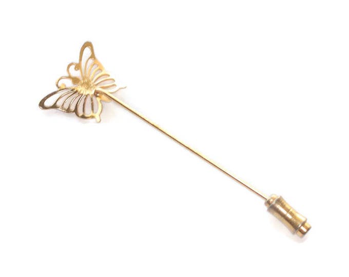 Beau Sterling Butterfly Stickpin Vermeil Gold Wash Finish Vintage