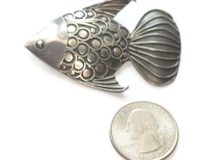 Sterling Fish Brooch Dimensional Marine Life Sea Life Ocean Life Vintage