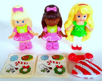 Vintage Mattel Dolls Sally Secrets and Lil Miss Candi Stripes Set of 3 McDonald's Totally Toy Holiday Happy Meal 1993