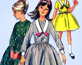 1960s Vintage Simplicity Sewing Pattern 6069 Sweet Uncut Girls Dress Size 8
