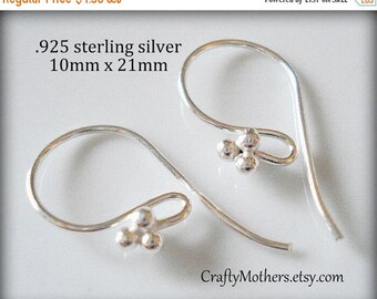 8% off SHOP-WIDE, Bali Sterling Silver 4-Ball Ear Wires (4 pcs), Artisan-made jewelry supplies, precious metals