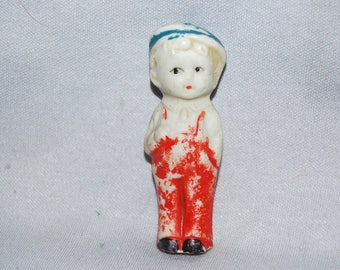 Vintage / Overalls / Bisque / Doll / Boy / penny doll / frozen charlotte / vintage dolls