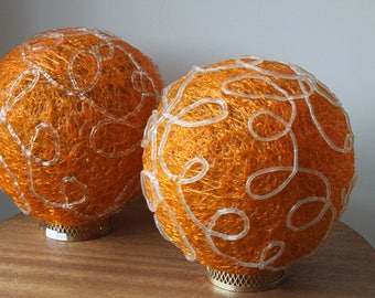 Vintage Mind Century Modern Orange Lucite Spaghetti Lamp Shade (2) for your Swag Lamp, Pendant Light, , Space Age, Retro,